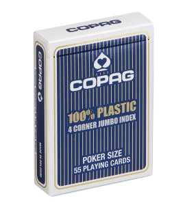 Pokerkaarten Copag 100% plastic 4 Jumbo Blauw