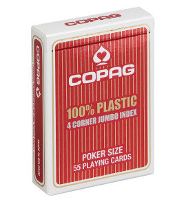 Pokerkaarten Copag 100% plastic 4 Jumbo Rood